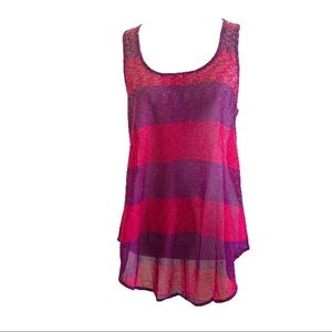 Betsey Johnson Pink & Purple Sparkly Mesh Tank Top